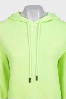Зелений худі oversize у фірмовий принт