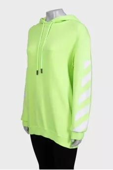 Зелений худі oversize у фірмовий принт
