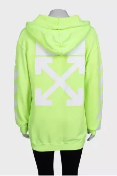 Зелений худі oversize у фірмовий принт