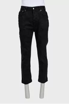 Men's black mid-rise jeans