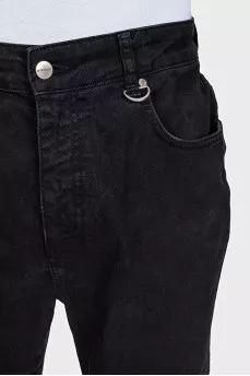 Men's black mid-rise jeans