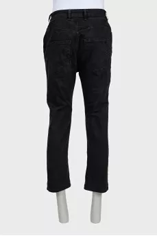 Men's black mid-rise jeans