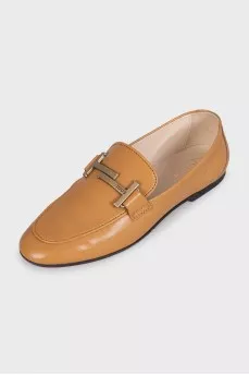 Brown leather loafers