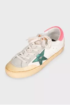 Super-Star distressed leather sneakers