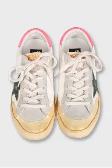 Super-Star distressed leather sneakers