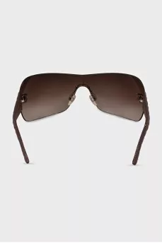 Sunglasses with leather temples and logo