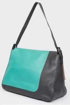 Leather bag with multi -colored abstract print