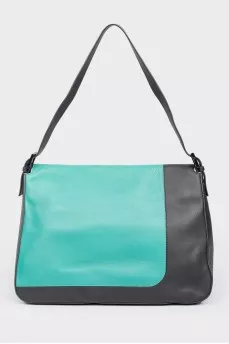 Leather bag with multi -colored abstract print