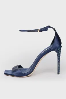 Dark blue stilettos with rhinestones