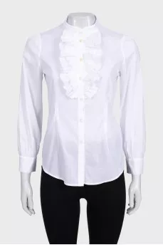 White blouse decorated with ruffles