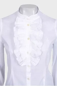 White blouse decorated with ruffles