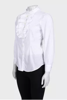 White blouse decorated with ruffles