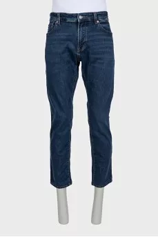 Men's blue straight-leg jeans
