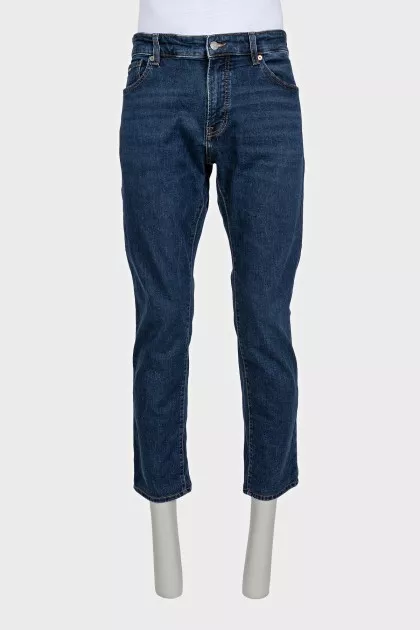 Men's blue straight-leg jeans