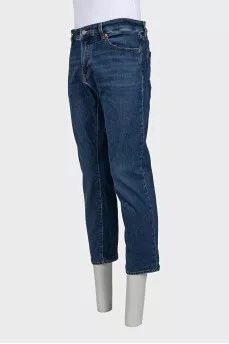 Men's blue straight-leg jeans