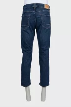 Men's blue straight-leg jeans