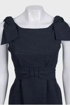 Dark blue dress with ties on the shoulders