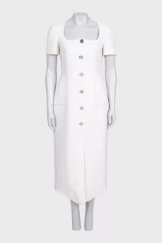White fitted wool dress