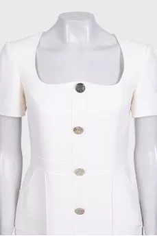 White fitted wool dress