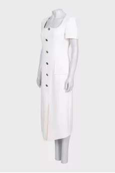 White fitted wool dress