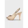 Python leather heeled sandals
