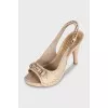 Python leather heeled sandals