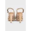 Python leather heeled sandals