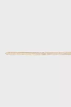 Gold-color leather belt with a wide buckle