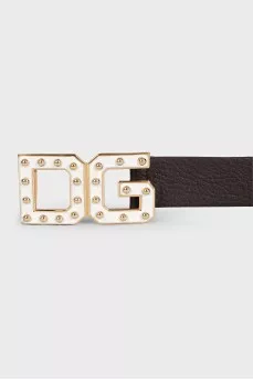 Two-tone leather belt with logo