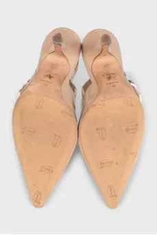 Beige slingbacks with the J'Adior logo