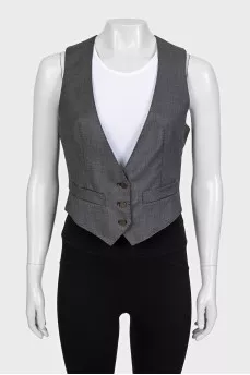 Gray wool button-down vest