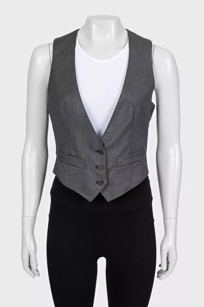 Gray wool button-down vest