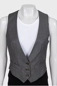 Gray wool button-down vest