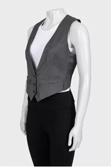 Gray wool button-down vest