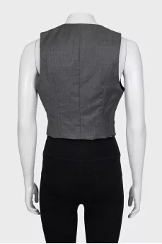 Gray wool button-down vest