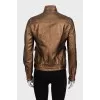 Brown leather jacket with patch pockets