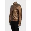 Brown leather jacket with patch pockets