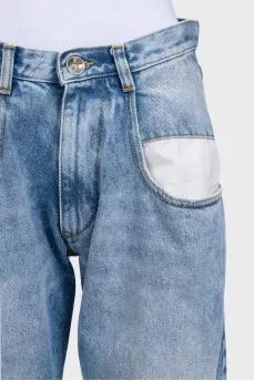 Blue jeans with accent pockets