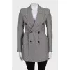 Double-breasted wool jacket with print