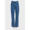 Blue high-waist straight-leg jeans