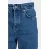 Blue high-waist straight-leg jeans