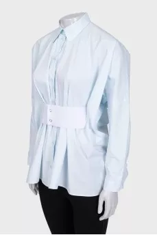 Blue shirt with a belt