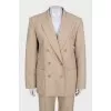 Double-breasted suit in beige