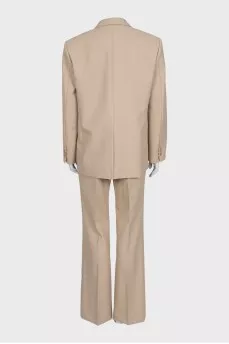 Double-breasted suit in beige