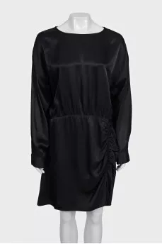 Black dress with a cutout back and draping