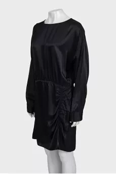 Black dress with a cutout back and draping