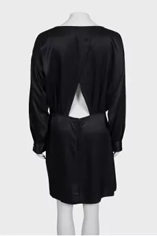 Black dress with a cutout back and draping