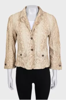 Fitted python leather jacket