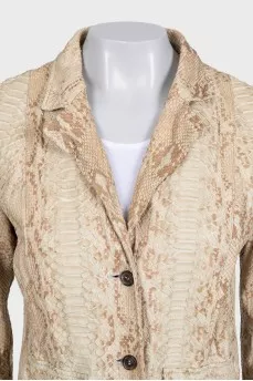Fitted python leather jacket