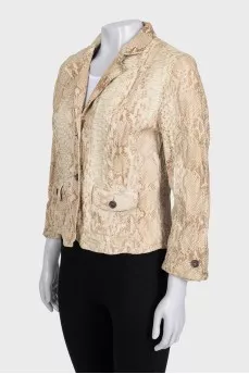 Fitted python leather jacket